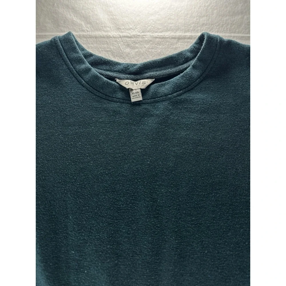 Orvis Sweater Mens XL Teal Green Modal Blend Long Sleeve‎ Crewneck Pullover